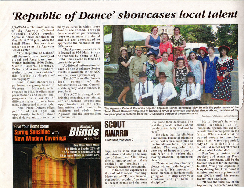 Small Planet Dancers performed a variety of dances at the Agawam Senior Center in Agawam, MA on May 10, 2013.